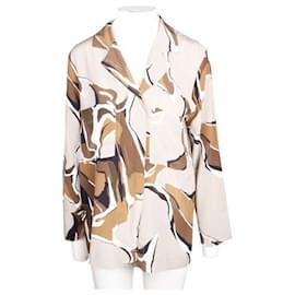 Autre Marque-CONTEMPORARY DESIGNER Abstracted Oversize Front Pockets Silk Blouse-Multiple colors