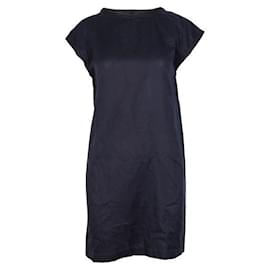 Autre Marque-CONTEMPORARY DESIGNER Navy Silk Dress-Navy blue