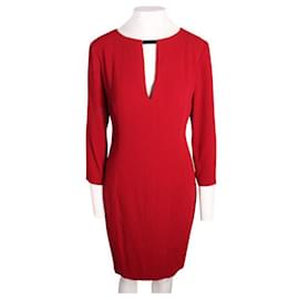 Autre Marque-CONTEMPORARY DESIGNER Red Dress With Neck Details-Red