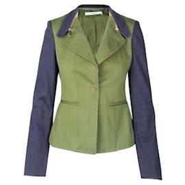 Givenchy-GIVENCHY Zipped Collars Color Block Jacket-Green