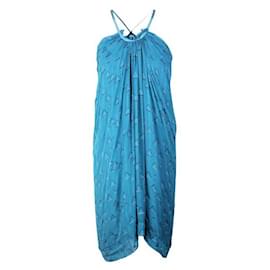Autre Marque-CONTEMPORAIN DESIGNER Robe en soie bleue-Bleu