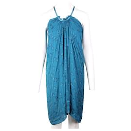 Autre Marque-Vestido de seda azul DESIGNER CONTEMPORÂNEO-Azul