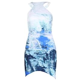 Autre Marque-CONTEMPORARY DESIGNER Open Back Printed Mini Dress-Blue