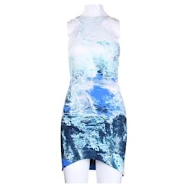 Autre Marque-CONTEMPORARY DESIGNER Mini-robe imprimée à dos ouvert-Bleu