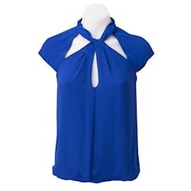 Autre Marque-ZEITGENÖSSISCHE DESIGNER-Bluse mit Bindeband vorne-Blau