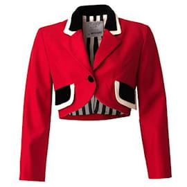 Moschino-MOSCHINO Cropped Vintage Military Jacket-Red