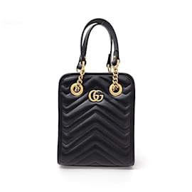 Gucci-Gucci Gg Marmont Matelasse Mini Bolso (696123)-Negro