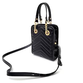 Gucci-Gucci Gg Marmont Matelassé Mini Bag (696123)-Black