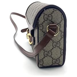 Gucci-Gucci Horsebit 1955 Mini bag (699296)-Brown,Beige