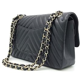 Chanel-Chanel Caviar Chevron Classico Medio A01112-Nero