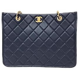 Chanel-Chanel  Caviar Shoulder Bag-Navy blue