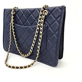 Chanel-Chanel  Caviar Shoulder Bag-Navy blue