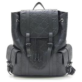 Gucci-Gucci Gg Embossed Backpack (625770)-Black