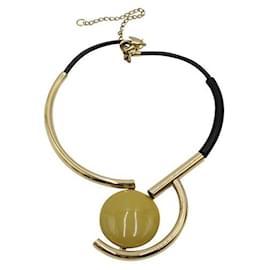 Marni-Marni Gold, Mustard & Black Necklace with Resin Orb-Golden