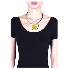 Marni-Marni Gold, Mustard & Black Necklace with Resin Orb-Golden