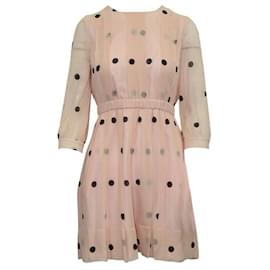 Autre Marque-Contemporary Designer Pastel Pink Polka Dot Long Sleeve Dress-Other