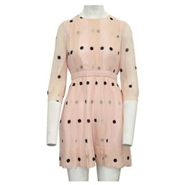 Autre Marque-Contemporary Designer Pastel Pink Polka Dot Long Sleeve Dress-Other