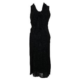Autre Marque-Zeitgenössisches Designerkleid aus schwarzem Samt mit Muster-Schwarz