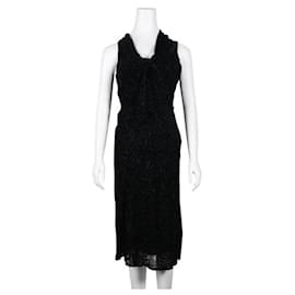 Autre Marque-Contemporary Designer Black Velvet Pattern Dress-Black