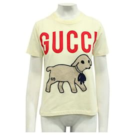 Gucci-Camiseta Gucci Lamb Print Amarelo Pastel-Outro
