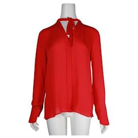 Autre Marque-Camisa de seda Bellona roja con lápiz labial Bcbg de diseñador contemporáneo-Roja