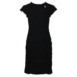 Autre Marque-Contemporary Designer Black Ruched Dress-Black