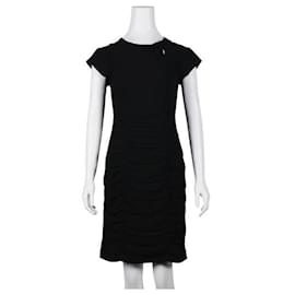 Autre Marque-Vestido preto franzido de designer contemporâneo-Preto
