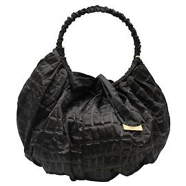 Giorgio Armani Vintage Black Nylon Embossed Tote Black