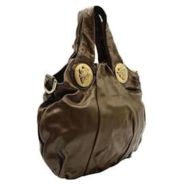 Gucci-Gucci Vintage dunkelbraune Hobo Bag mit goldenen Elementen-Braun