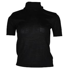 Escada-Escada Black Wool, Silk & Cashmere Short Sleeve Sweater-Black