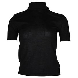 Escada schwarze Wolle, Kurzarmpullover aus Seide und Kaschmir Schwarz