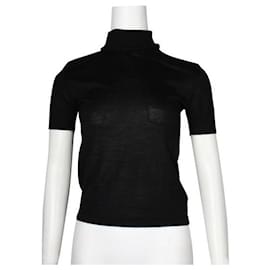 Escada-Escada Black Wool, Silk & Cashmere Short Sleeve Sweater-Black