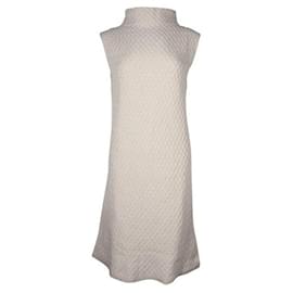 Autre Marque-Contemporary Designer Cream Cable Knit High Neck Dress-Beige