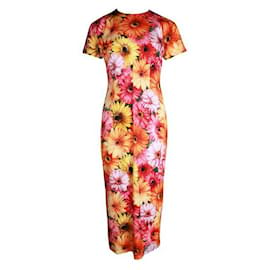 Dolce & Gabbana-DOLCE & GABBANA Mehrfarbiges Kleid mit Blumenmuster-Orange