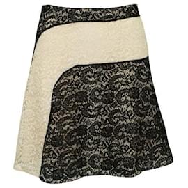 Autre Marque-CONTEMPORARY DESIGNER Beige and Black Lace Skirt-Black