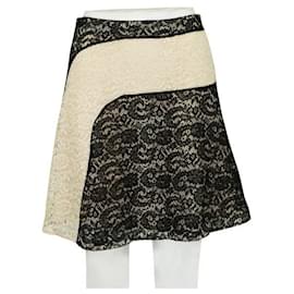 Autre Marque-CONTEMPORARY DESIGNER Beige and Black Lace Skirt-Black
