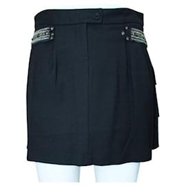 Autre Marque-CONTEMPORARY DESIGNER Black Mini Skirt with Crystal Accent-Black