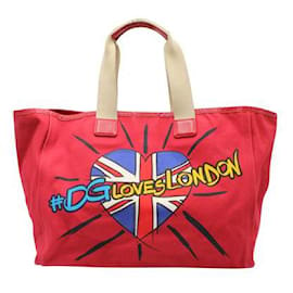 Dolce & Gabbana-Dolce & Gabbana Red Canvas #Dgloveslondon Tote Bag-Red