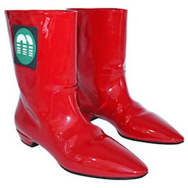 Miu Miu-Botas de couro envernizado vermelhas Miu Miu-Vermelho