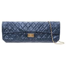 Chanel-Chanel East West Metallic Blue Quilted Leather-Blue