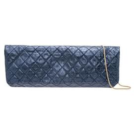 Chanel-Chanel East West Metallic Blue Quilted Leather-Blue
