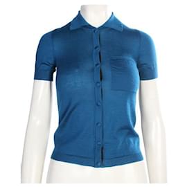 Balenciaga-BALENCIAGA Top in cashmere Blu-Blu