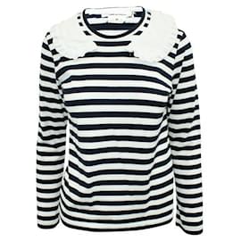 Comme Des Garcons-Comme Des Garcons Blusa de rayas blanca y azul marino-Blanco