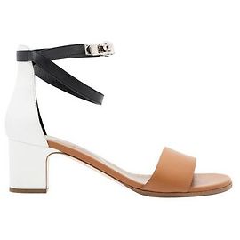 HERMÈS Sandales Manège En Cuir Tricolore Marron