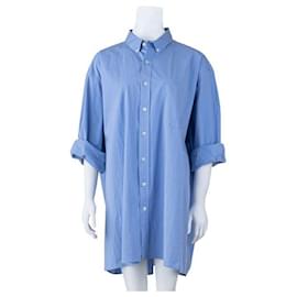 Vêtements-Camisa traseira com logotipo extragrande da Vetements-Azul