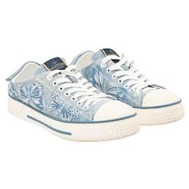 Valentino-Valentino Denim Butterfly Low-Top Sneakers-Blue