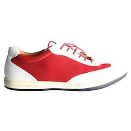 Giorgio Armani-GIORGIO ARMANI Sneakers in pelle e tela-Rosso