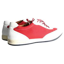 Giorgio Armani-GIORGIO ARMANI Sneakers aus Leder und Canvas-Rot