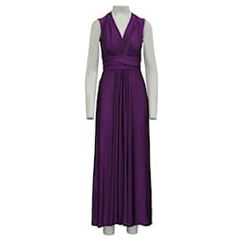 Autre Marque-Contemporary Designer Elegant Maxi Purple Evening Dress-Purple