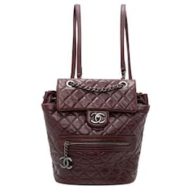 Chanel-Chanel Paris-Salzburg Mountain Maroon calf leather Leather Backpack-Dark red